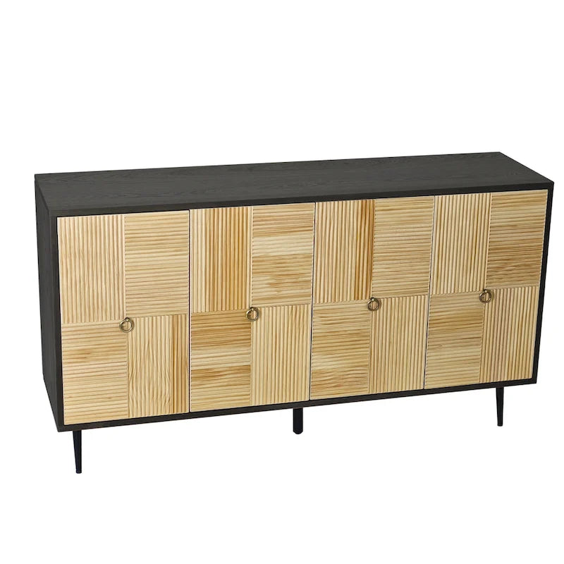 4-Door Cabinet with Carved Effect Decoration Doors