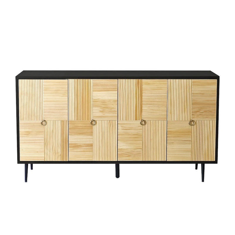 4-Door Cabinet with Carved Effect Decoration Doors