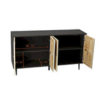 4-Door Cabinet with Carved Effect Decoration Doors