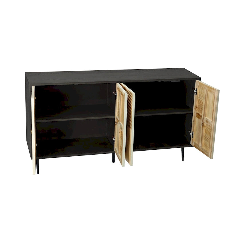4-Door Cabinet with Carved Effect Decoration Doors