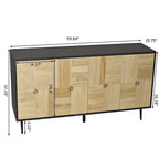 4-Door Cabinet with Carved Effect Decoration Doors