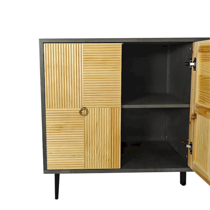 4-Door Cabinet with Carved Effect Decoration Doors