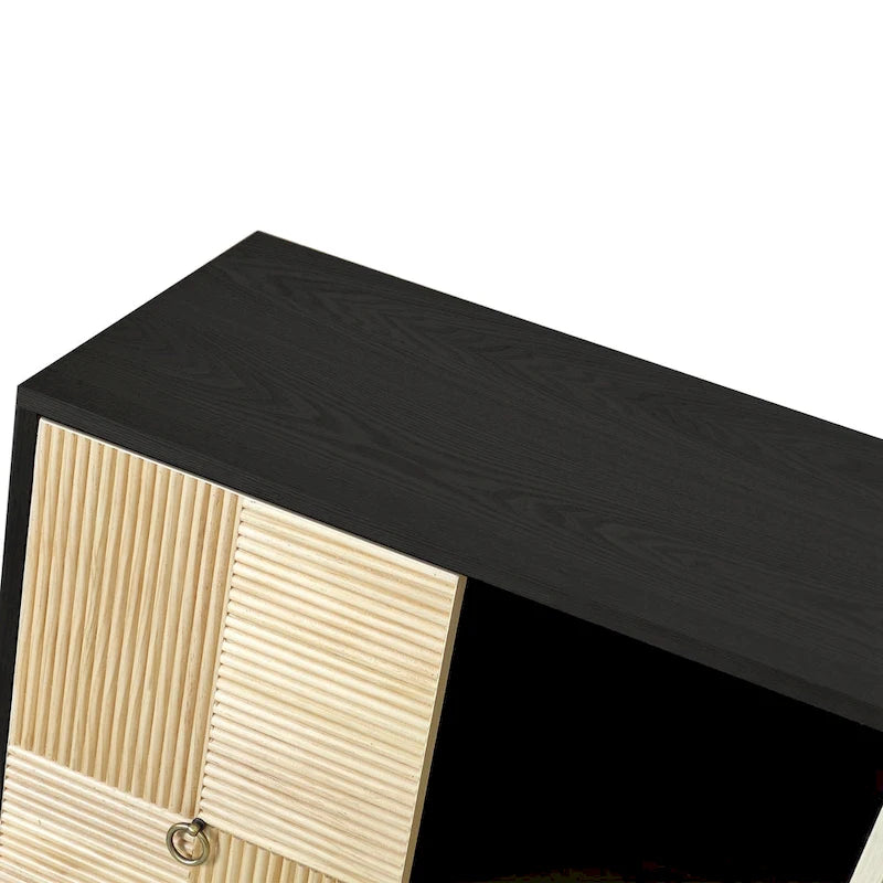 4-Door Cabinet with Carved Effect Decoration Doors