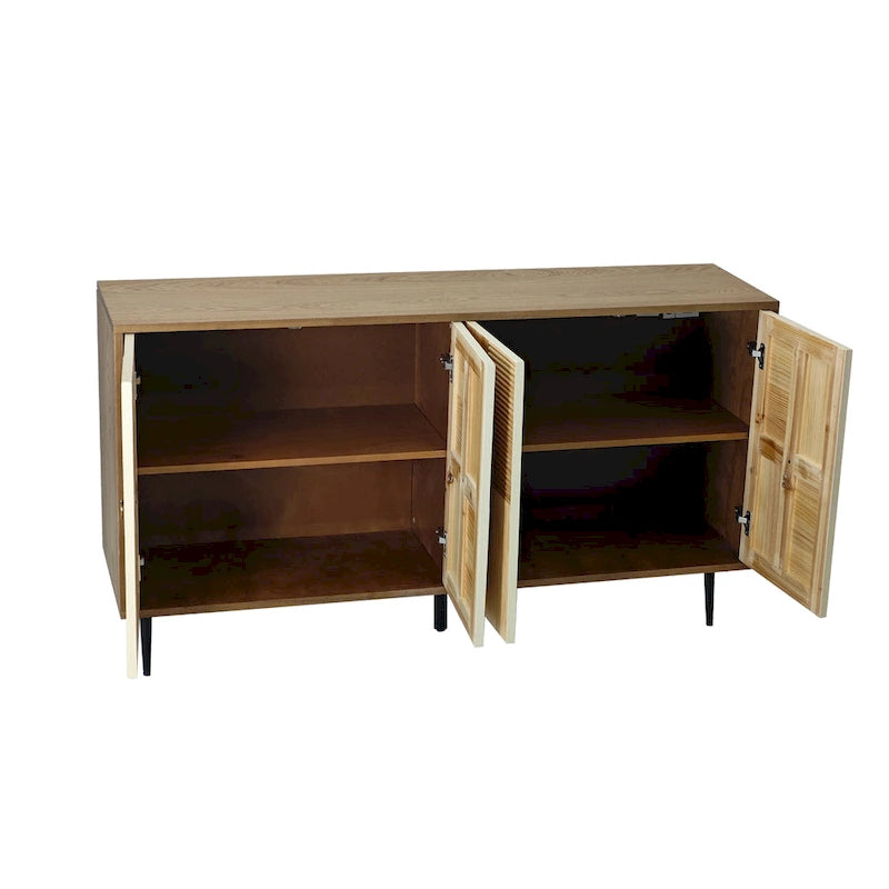 4-Door Cabinet with Carved Effect Decoration Doors