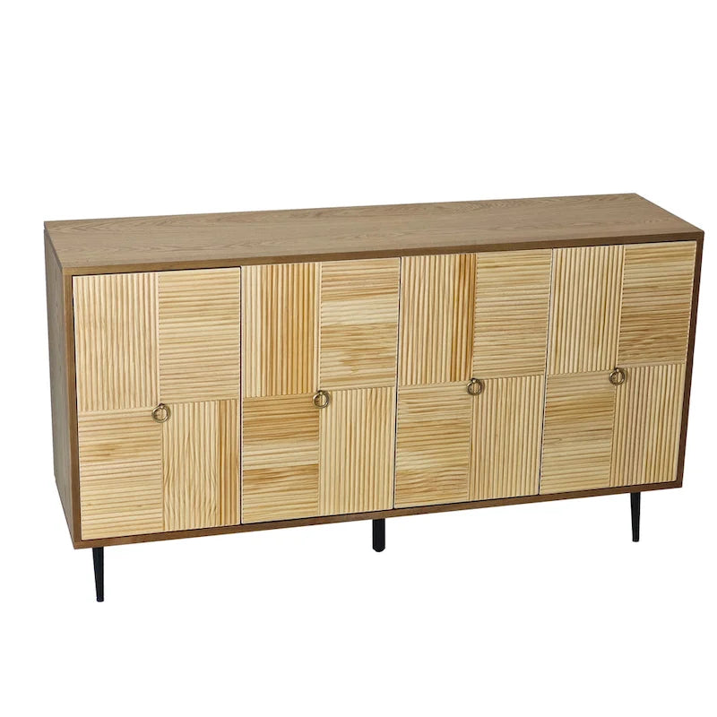 4-Door Cabinet with Carved Effect Decoration Doors