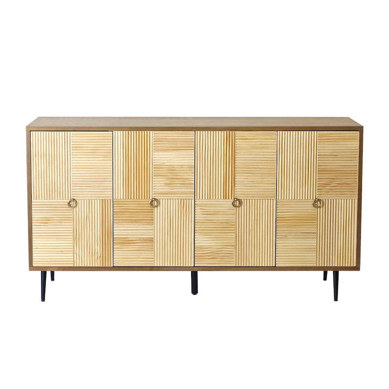 4-Door Cabinet with Carved Effect Decoration Doors