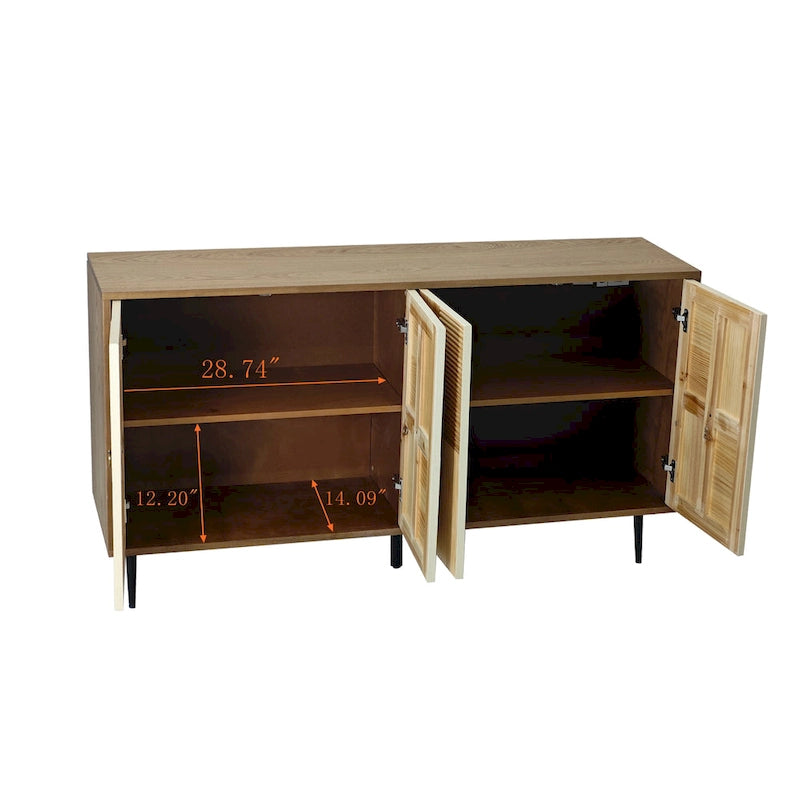 4-Door Cabinet with Carved Effect Decoration Doors