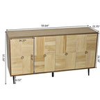 4-Door Cabinet with Carved Effect Decoration Doors