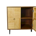 4-Door Cabinet with Carved Effect Decoration Doors