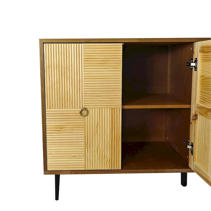 4-Door Cabinet with Carved Effect Decoration Doors