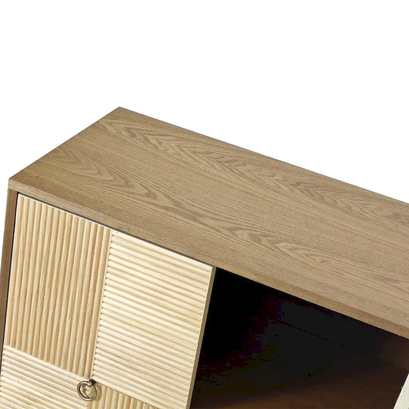 4-Door Cabinet with Carved Effect Decoration Doors