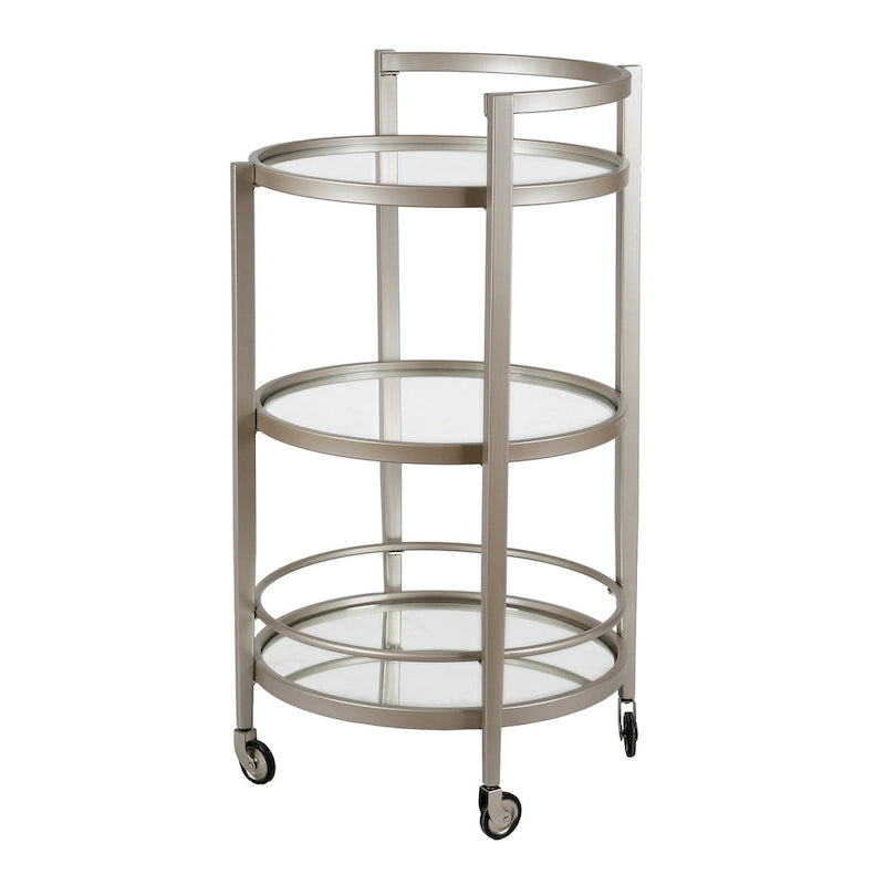 Silver Orchid Carmen Mirrored Bar Cart