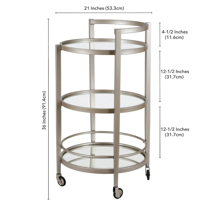 Silver Orchid Carmen Mirrored Bar Cart