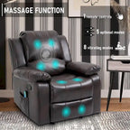 Clihome Faux Leather Recliner Chair with Massage