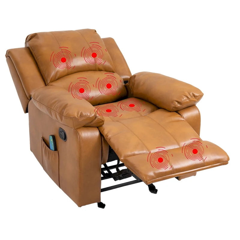 Clihome Faux Leather Recliner Chair with Massage