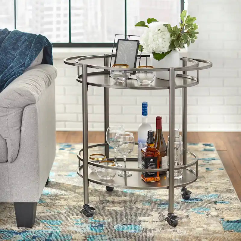 Lifestorey Devin Oval Metal Bar Cart