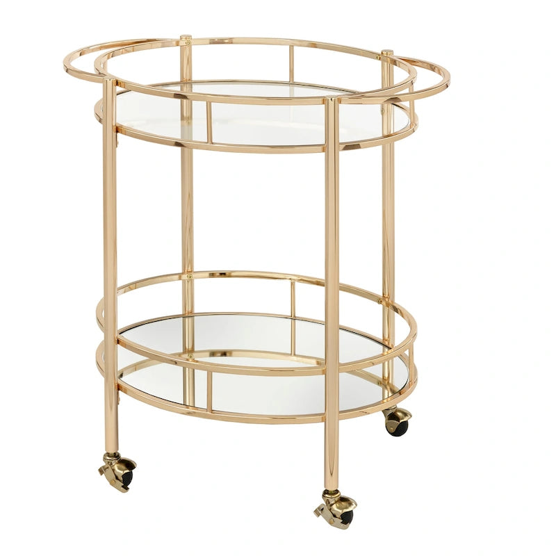 Lifestorey Devin Oval Metal Bar Cart