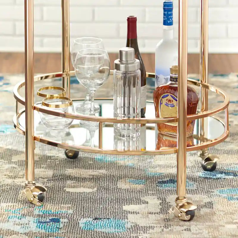 Lifestorey Devin Oval Metal Bar Cart