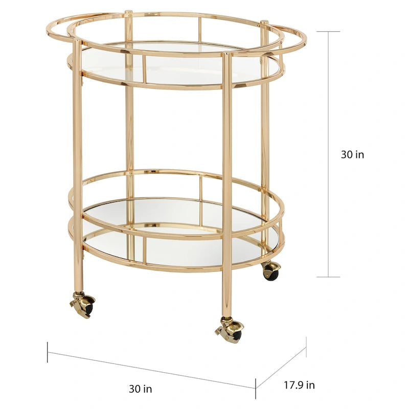 Lifestorey Devin Oval Metal Bar Cart