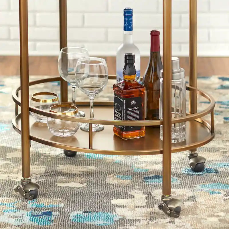Lifestorey Devin Oval Metal Bar Cart