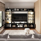 Versatile Wall Unit TV Stand LED Lighting - Accommodates TVs up to 75