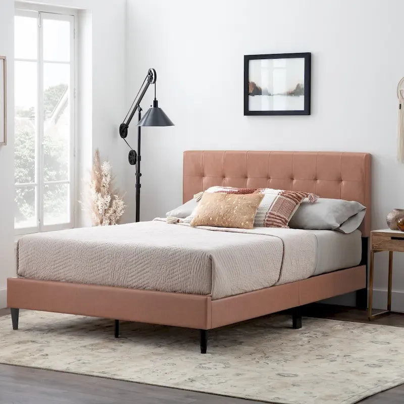 Brookside Mary Upholstered Platform Bed Frame with Square Tufting