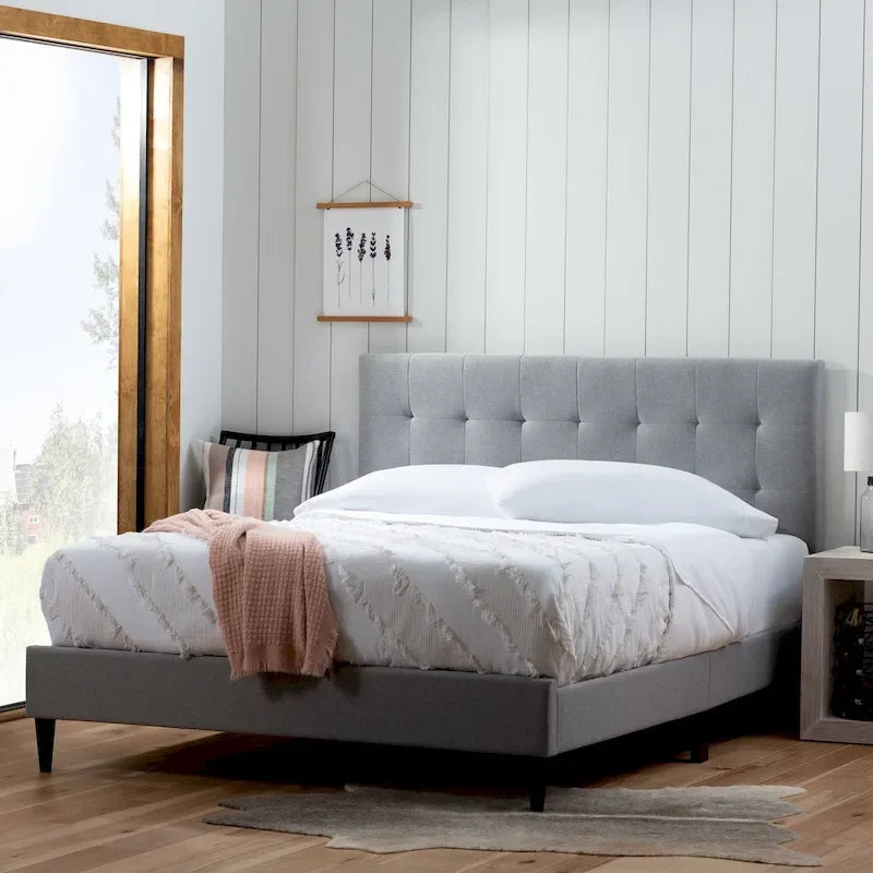 Brookside Mary Upholstered Platform Bed Frame with Square Tufting
