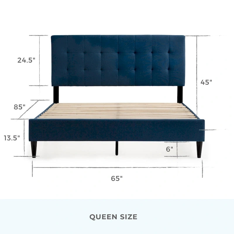 Brookside Mary Upholstered Platform Bed Frame with Square Tufting