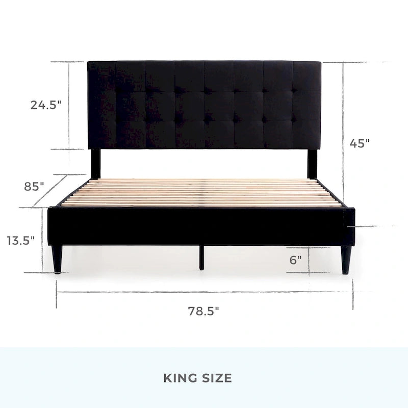 Brookside Mary Upholstered Platform Bed Frame with Square Tufting