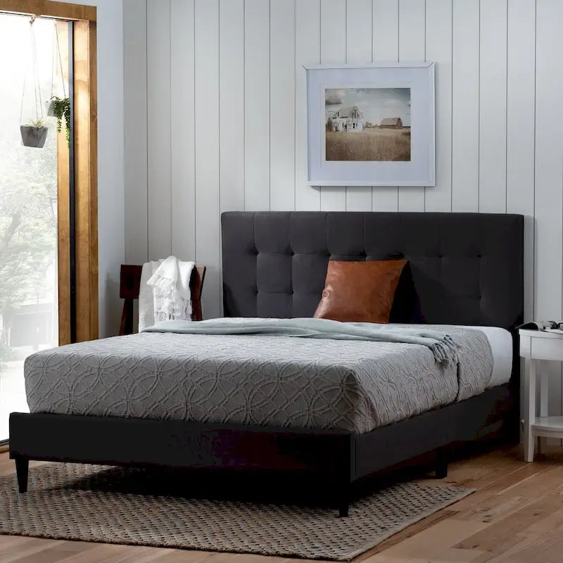 Brookside Mary Upholstered Platform Bed Frame with Square Tufting