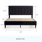Brookside Mary Upholstered Platform Bed Frame with Square Tufting