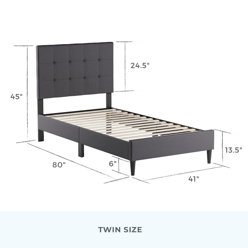 Brookside Mary Upholstered Platform Bed Frame with Square Tufting