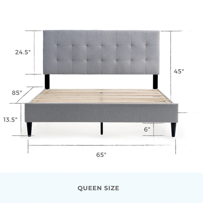 Brookside Mary Upholstered Platform Bed Frame with Square Tufting