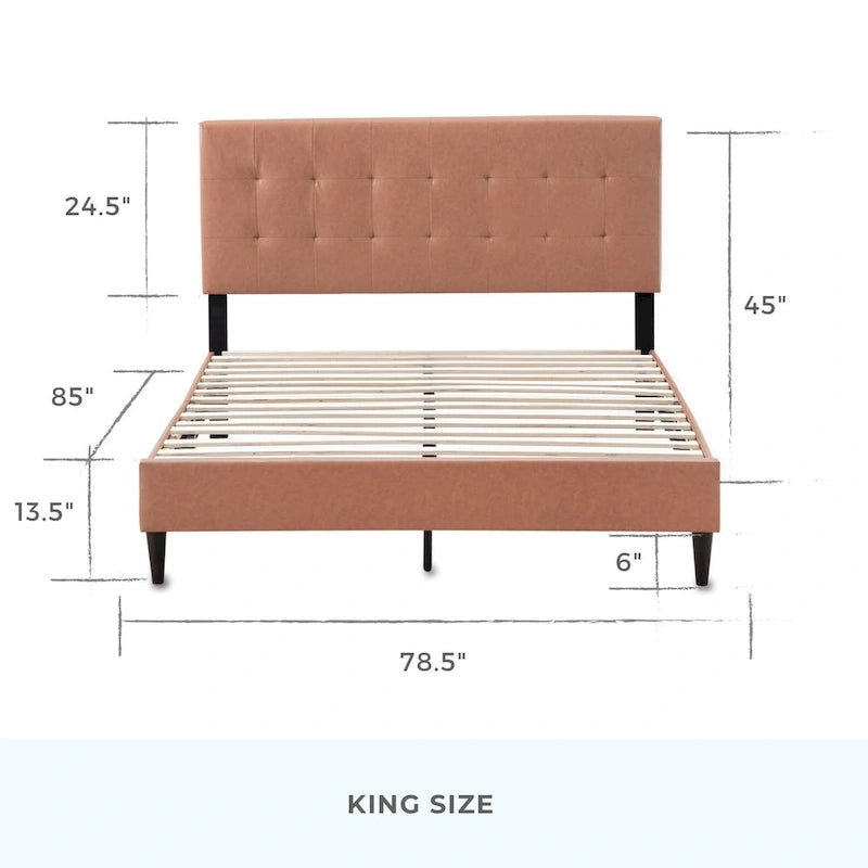 Brookside Mary Upholstered Platform Bed Frame with Square Tufting
