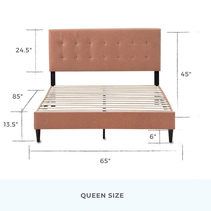 Brookside Mary Upholstered Platform Bed Frame with Square Tufting