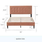 Brookside Mary Upholstered Platform Bed Frame with Square Tufting