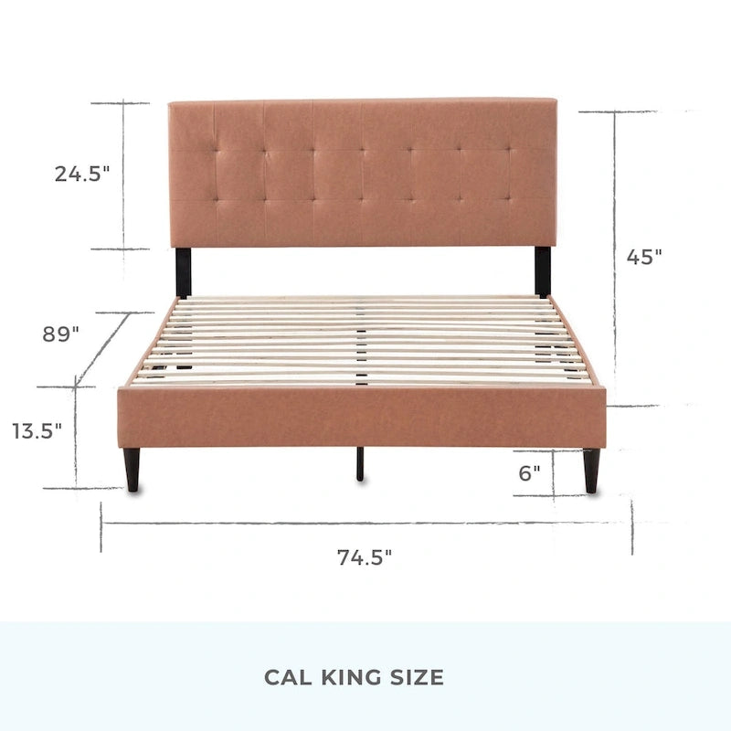 Brookside Mary Upholstered Platform Bed Frame with Square Tufting