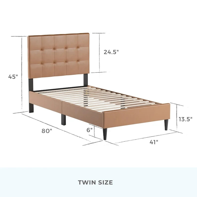 Brookside Mary Upholstered Platform Bed Frame with Square Tufting