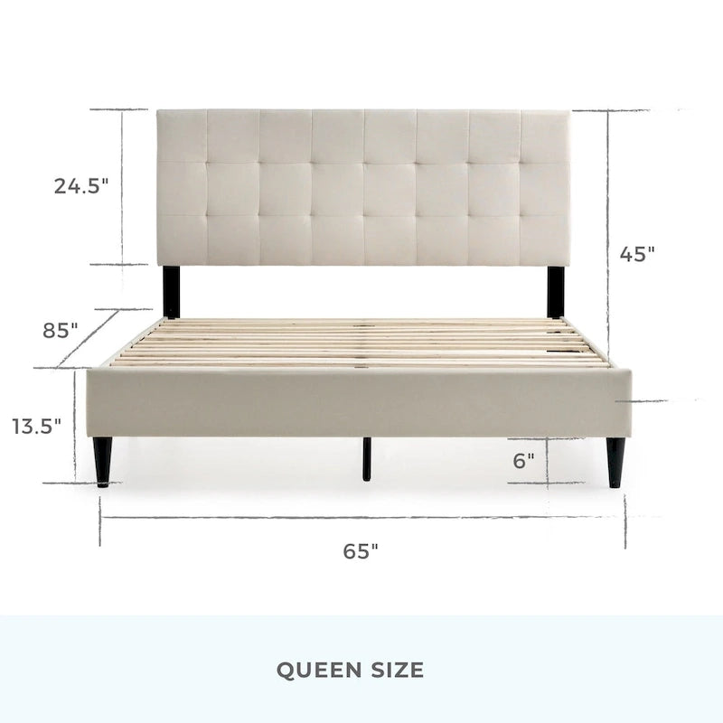 Brookside Mary Upholstered Platform Bed Frame with Square Tufting