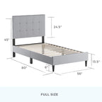Brookside Mary Upholstered Platform Bed Frame with Square Tufting