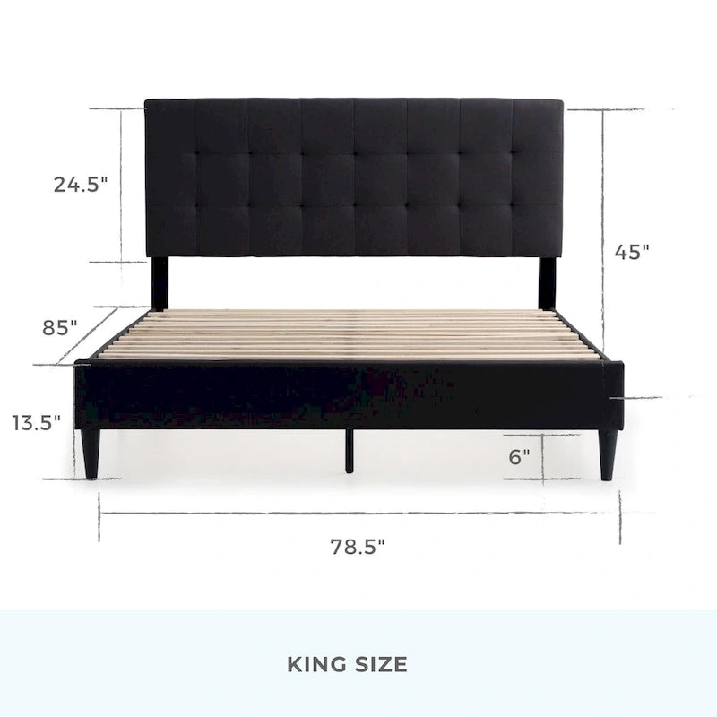 Brookside Mary Upholstered Platform Bed Frame with Square Tufting
