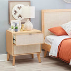 Adelphi Wooden/Cane Mid-Century Nightstand