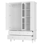 70.9H Family Wardrobe/Armoire/Closet with Mirror Doors White Lacquer