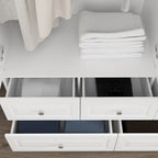 70.9H Family Wardrobe/Armoire/Closet with Mirror Doors White Lacquer