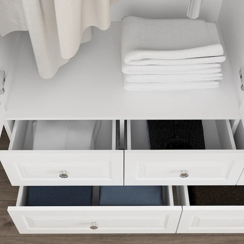 70.9H Family Wardrobe/Armoire/Closet with Mirror Doors White Lacquer