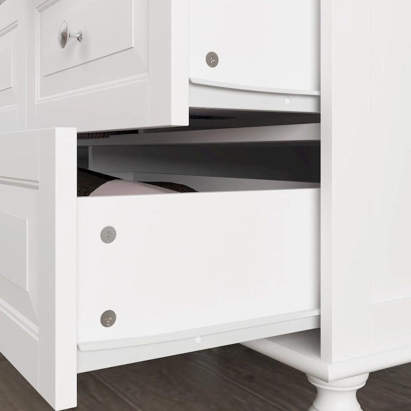 70.9H Family Wardrobe/Armoire/Closet with Mirror Doors White Lacquer