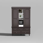 70.9H Family Wardrobe/Armoire/Closet with Mirror Doors White Lacquer