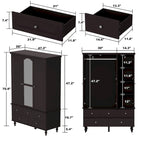 70.9H Family Wardrobe/Armoire/Closet with Mirror Doors White Lacquer