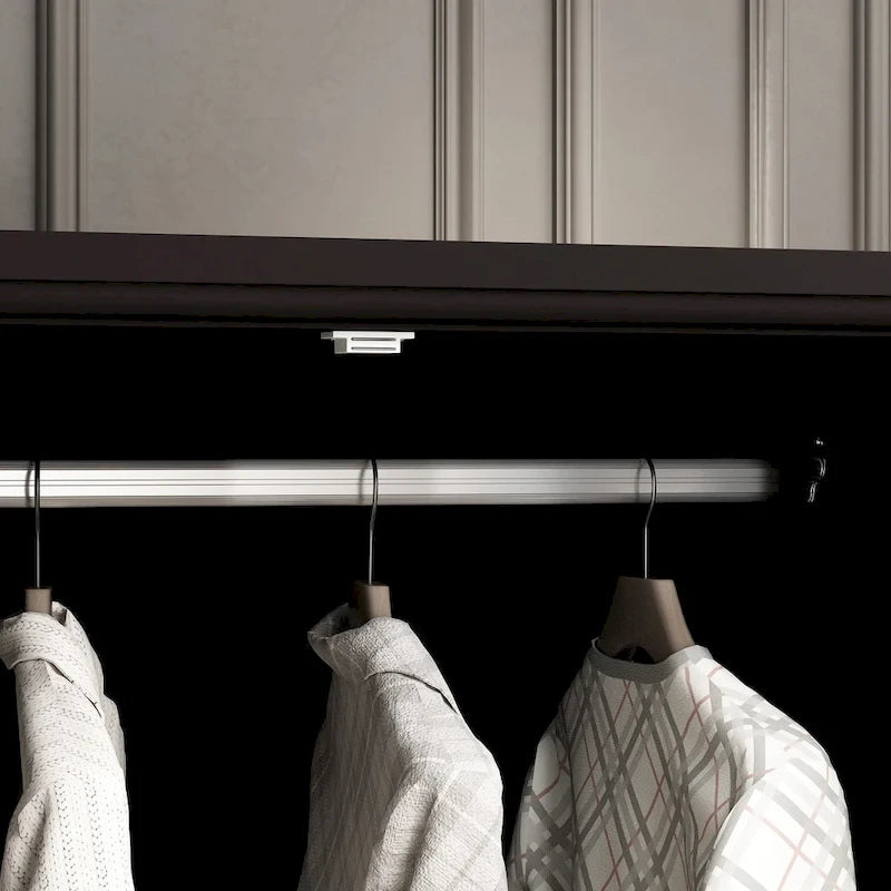 70.9H Family Wardrobe/Armoire/Closet with Mirror Doors White Lacquer