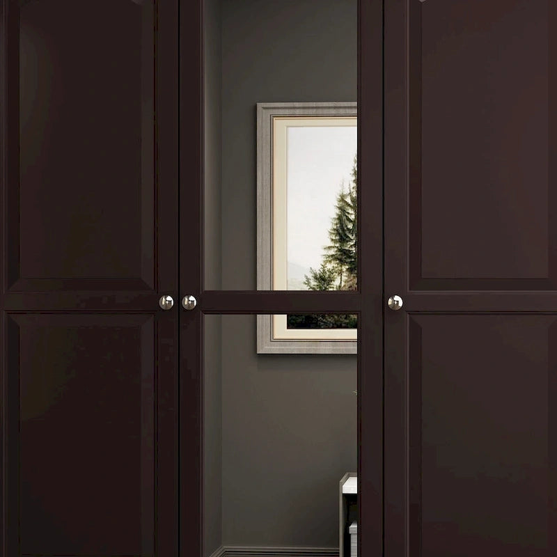 70.9H Family Wardrobe/Armoire/Closet with Mirror Doors White Lacquer